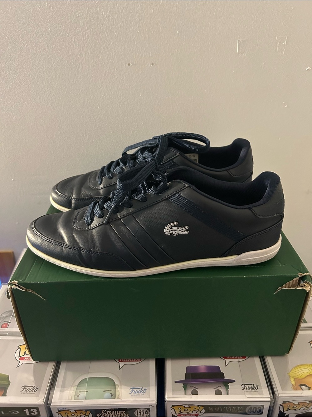 Lacoste Giron Croc Dark Blue & White Low-Top Sneakers